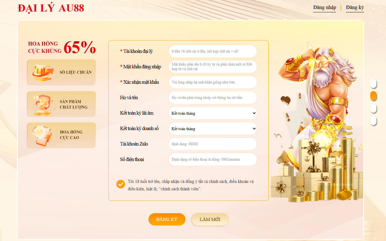 AU88 – TRANG CHỦ 32 Quy trình trở thành đại lý Au88 diễn ra vô cùng đơn giản.