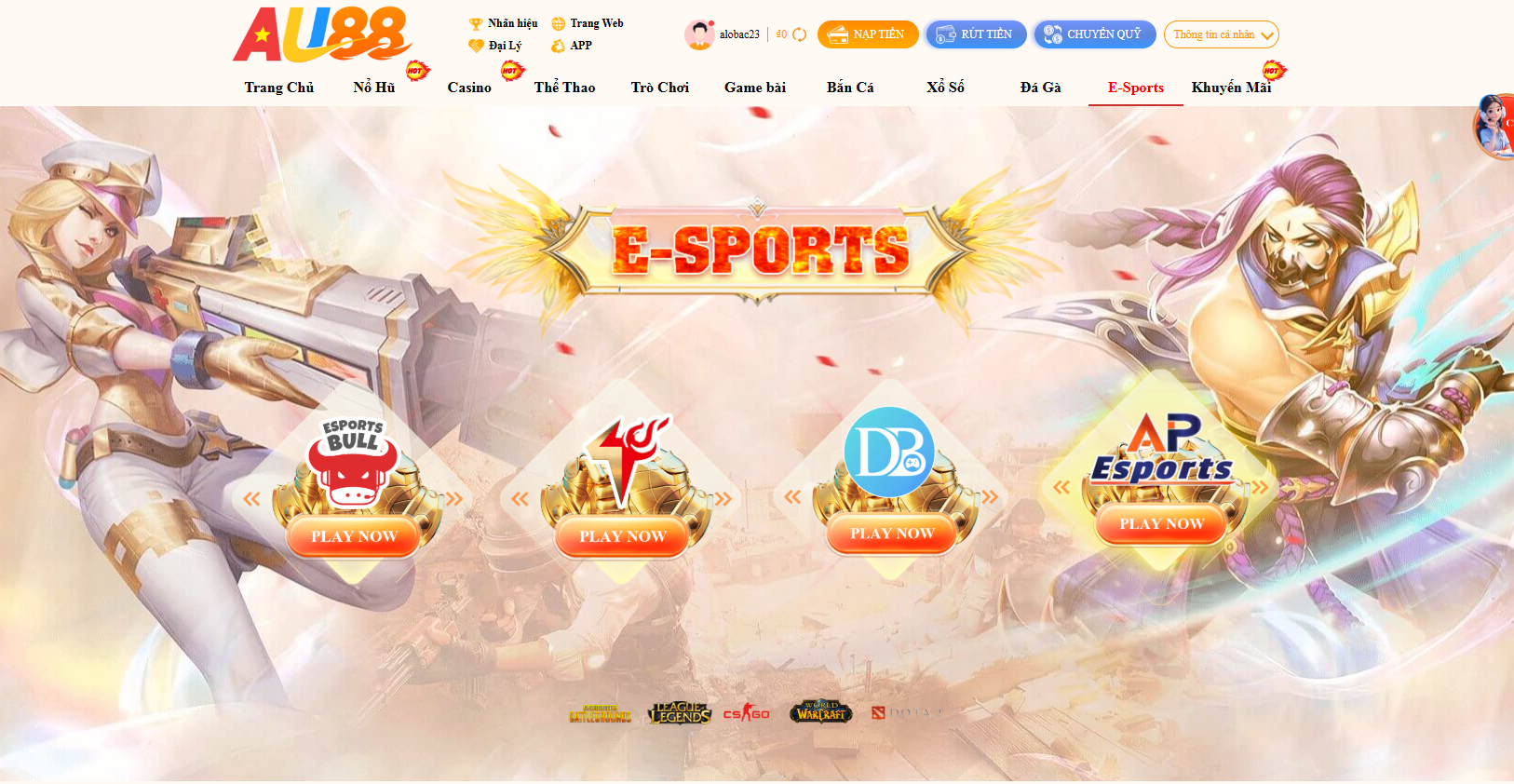 Esports AU88 – Đấu trường thể thao điện tử kịch tính 1 Tổng quan sảnh Esports AU88